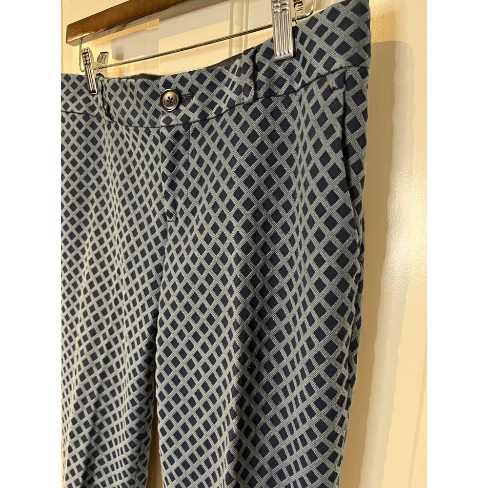 Banana Republic Women’s 4P Blue Gray Geometric Ankle Pants Petite Stretch